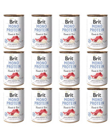 BRIT Mono Protein Lamb & Rice Nassfutter mit Lamm und Reis für adulte Hunde 12x400 g