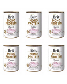 BRIT Mono Protein Rabbit Nassfutter mit Kaninchen für adulte Hunde 6x400 g