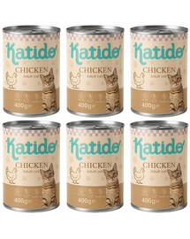 KATIDO Adult Cat Chicken Nassfutter Huhn mit Lachsöl für Katzen 6x400 g