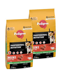 PEDIGREE Professional Nutrition Adult Mini mit Rind und Gemüse kleine Rassen 2 x 12 kg