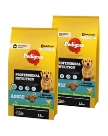 PEDIGREE Adult Professional Nutrition mit Geflügel und Gemüse für Hunde mittlerer und großer Rassen 2 x 12 kg
