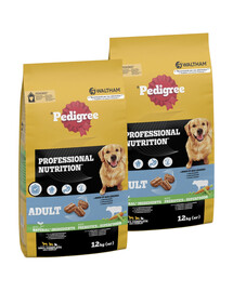 PEDIGREE Professional Nutrition Adult mit Rind und Gemüse für große und mittelgroße Hunde 2x12 kg