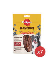PEDIGREE Ranchos Superfoods mit Rindfleisch, Blaubeeren und Vollkorn 7 x 70g
