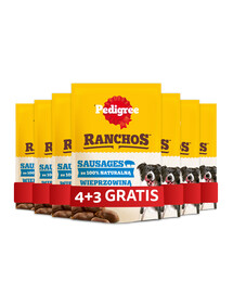 PEDIGREE Ranchos Sausages Snacks Würstchen mit Schweinefleisch und Apfel 7 x 60g