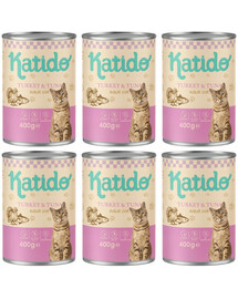 KATIDO Adult Cat Turkey and Tuna Nassfutter Pute und Thunfisch mit Lachsöl für Katzen 6x400 g