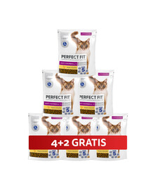 PERFECT FIT Antihairball 1+ Trockenfutter mit Huhn für adulte Katzen 6 x 750 g