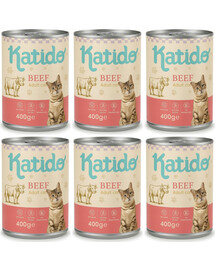 KATIDO Adult Cat Beef Nassfutter Rind mit Lachsöl für Katzen 6x400 g
