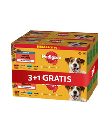 PEDIGREE Adult Nassfutter Mix Geschmacks mit Rind, Leber, Huhn, Fisch, Geflügel in Gelee 4 x 40x100 g