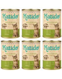 KATIDO Adult Cat Wild Boar Nassfutter Wildschwein mit Lachsöl für Katzen 6x400 g