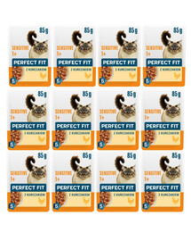 PERFECT FIT Sensitive 1+ Nassfutter mit Huhn für adulte Katzen mit Futterunverträglichkeit 12x85g
