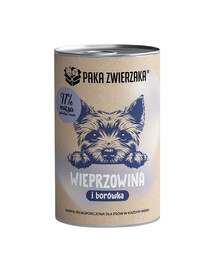 PAKA ZWIERZAKA Nassfutter Schweinefleisch mit Blaubeeren für alle Hunde getreidefrei 400 g