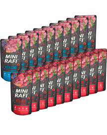 RAFI Mini Mix Geschmacks Nassfutter mit Rind und Lamm für adulte kleine Hunde 20x150 g