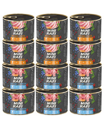 RAFI Mini Nassfutter mit Ente und Lammfleisch für adulte kleine Hunde getreidefrei 12x185g