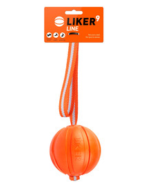 LIKER LINE Dog toy Hundeball mit Gurtband und Schlaufe 9 cm