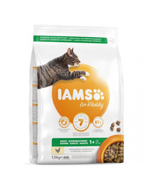 IAMS for Vitality Chicken Katzenfutter für Erwachsene mit Huhn 1,5 kg x 4