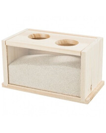 TRIXIE Sandbad für Mäuse/Hamster Holz, 20 × 12 × 12 cm