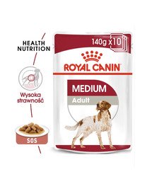 ROYAL CANIN MEDIUM ADULT Nassfutter für mittelgroße Hunde 10 x 140 g