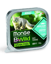 MONGE Bwild Cat Adult Pastete mit Kabeljau 100 g