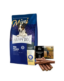 HAPPY DOG Mini France 4 kg + natürliche Zigarren mit Entenfleisch 7 Stück