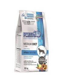 FORZA10 Medium Diet mit Fisch hypoallergenes Trockenfutter für ausgewachsene mittelgroße Hunde 12 kg