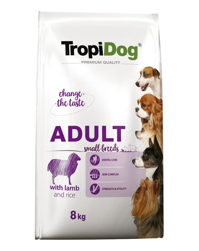 TROPIDOG Premium Adult SMALL BREEDS with LAMB and RICE 8kg