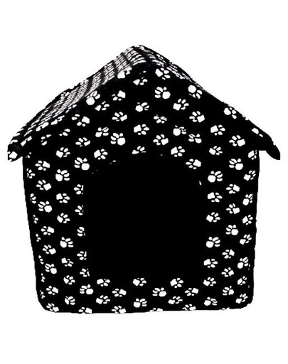 PETSBED Hundebett Hundehöhle Pfotenmotiv Schwarz 60 x 57 cm