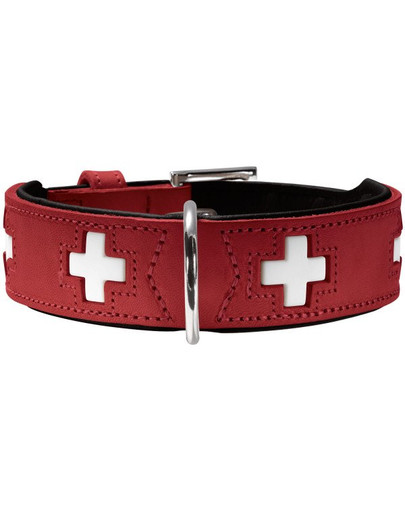 HUNTER Schweizer Lederhalsband Größe XL (75) 61-68,5/3,9 cm rot