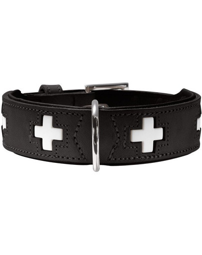 HUNTER Swiss Lederhalsband Größe rozm. S-M (47) 38-43,5/3 cm Schwarz