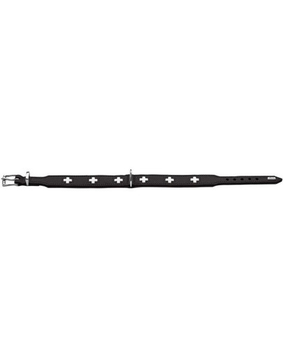 HUNTER Swiss Lederhalsband Größe rozm. S-M (47) 38-43,5/3 cm Schwarz