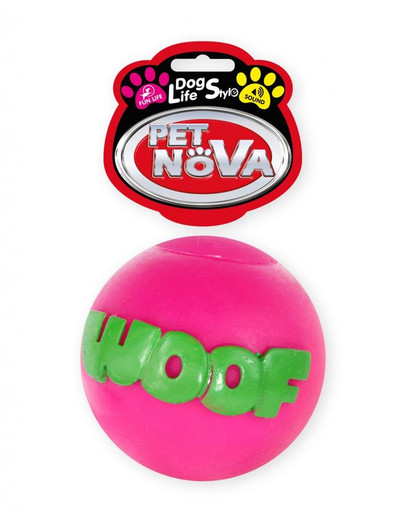 PET NOVA DOG LIFE STYLE Kauspielzeug Ball WOOF 8cm rosa