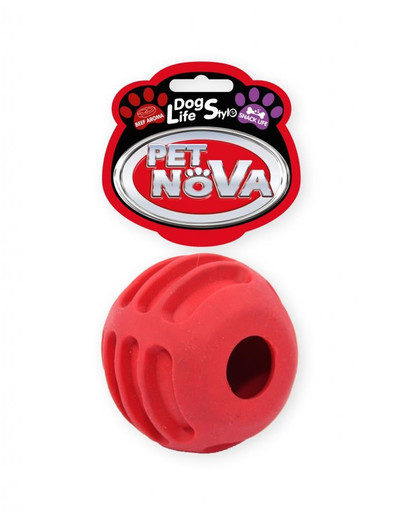 PET NOVA DOG LIFE STYLE Kauspielzeug Leckerlieball Rindfleisch Geschmack 6cm rot