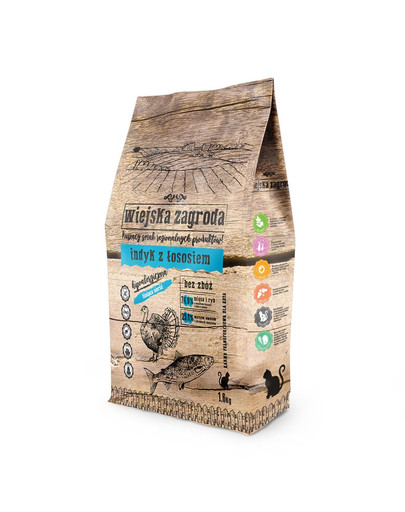 WIEJSKA ZAGRODA Truthahn und Lachs Katzenfutter 1,6 kg