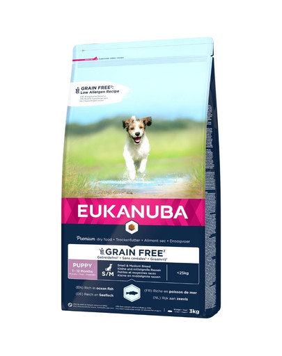 EUKANUBA Grain Free Small&Medium Welpenfutter für kleine und mittelgroße Welpen 3 kg