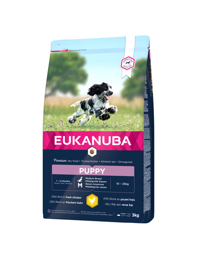 EUKANUBA Growing Puppy Medium Breed reich an frischem Huhn 3kg