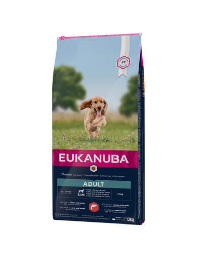 EUKANUBA Small & Medium Breeds Salmon & Barley Trockenfutter für Hunde kleiner und mittelgroßer Rassen 12 kg