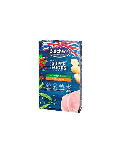BUTCHER'S Superfoods Grain Free gebackene Snacks mit Truthahn und Preiselbeeren 6 x 320 g