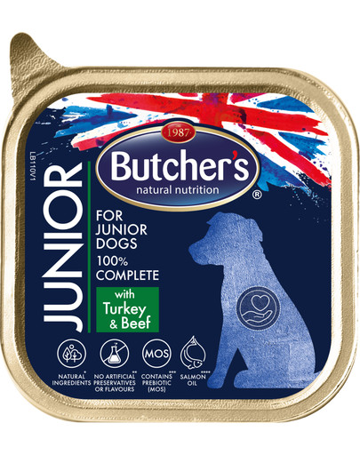 BUTCHER'S Functional Junior mit Truthahn und Rindfleisch 12 x 150 g Hundepastete