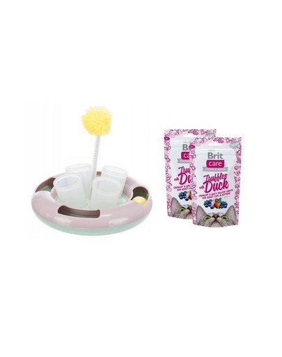 BRIT Weihnachtsset 2 x Snacks mit Ente für Katzen 50 g + Snack-Spielzeug