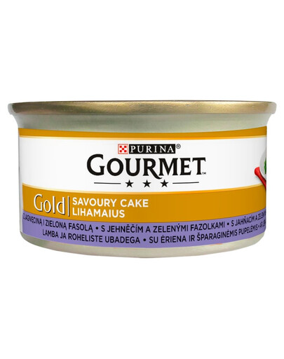 GOURMET Gold Savoury Cake Nassfutter mit Lamm und grünen Bohnen für adulte Katzen 85 g