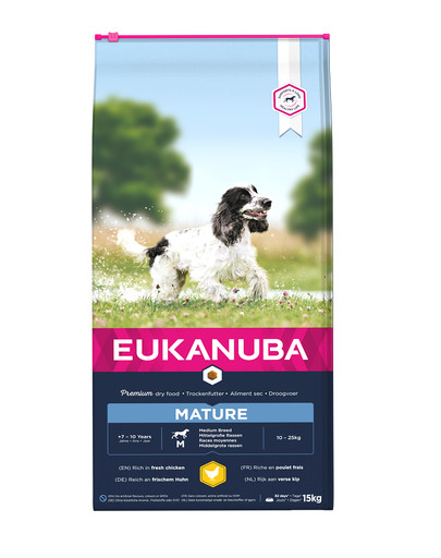EUKANUBA Senior Medium Breeds Chicken 15 kg Trockenfutter für ältere Hunde mittelgroßer Rassen