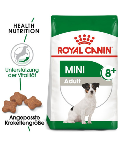 ROYAL CANIN MINI Adult 8+ Trockenfutter für ältere kleine Hunde 8 kg (10 x 0,8 kg)