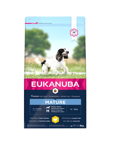 EUKANUBA Senior Medium Breeds Chicken 3 kg Trockenfutter für ältere Hunde mittelgroßer Rassen