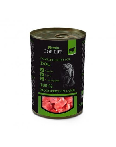 FITMIN FOR LIFE MONOPROTEIN HUNDE NASSFUTTER MIT Lamm GETREIDEFREI 400 G