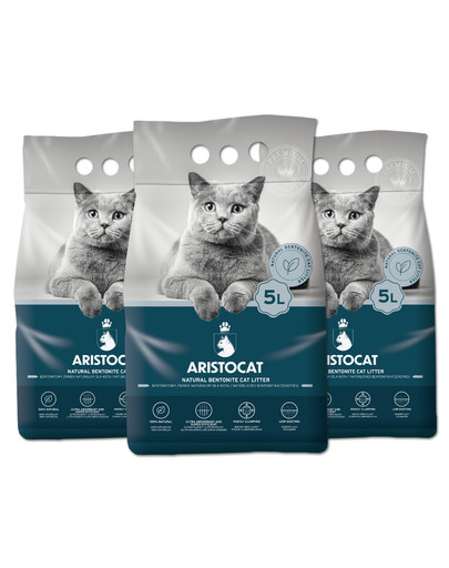 ARISTOCAT Bentonite Plus natürliches Bentonit Katzenstreu 15 l (3 x 5 l)
