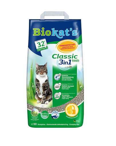 BIOKAT'S Classic 3w1 10 l Fresh Katzenstreu mit Frühlingsduft