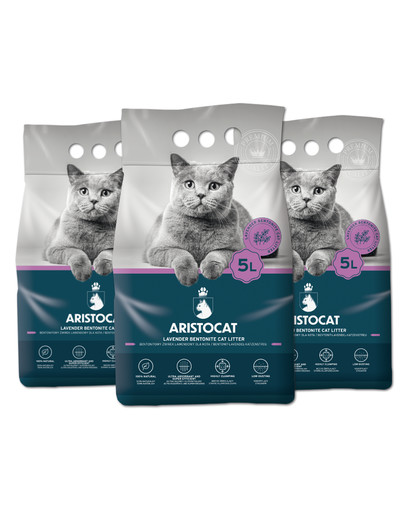 ARISTOCAT Bentonite Plus Bentonit Katzenstreu Lavendel 15 l (3 x 5 l)
