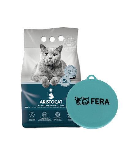 ARISTOCAT Bentonite Plus natürliches Bentonit Katzenstreu 5 l + FERA Universal-Dosendeckel