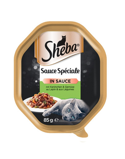 SHEBA Sauce Speciale 85g mit Kaninchen, Ente und Gemüse - Katzennassfutter in Sauce