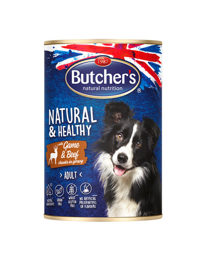 BUTCHER'S Natural&Healthy Dog mit Wild und Rindfleischstücken in Sauce 400 g