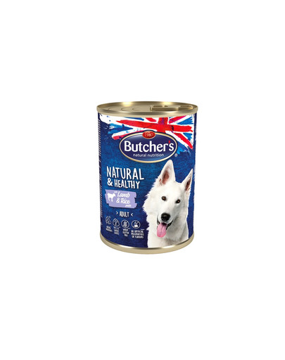 BUTCHER'S Natural&Healthy Dog mit Lammfleisch und Reispastete 390 g